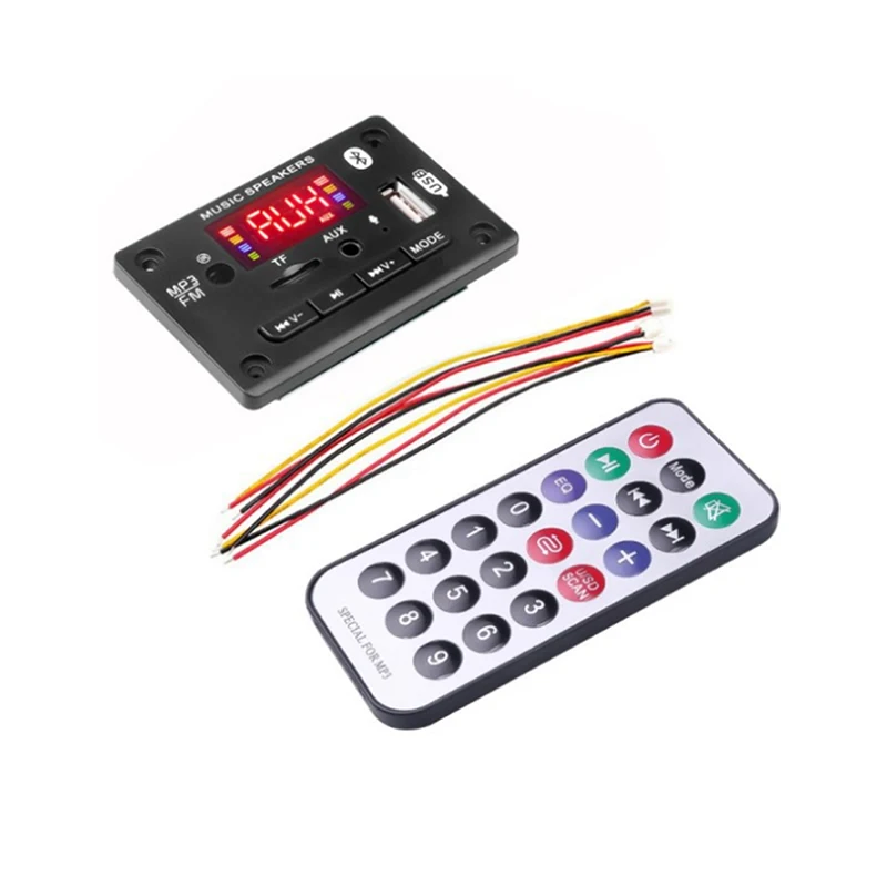 1pc 5V 12V Bluetooth-compatible 5.0 Car FM Radio Module Support FM TF USB AUX Recorders USB FM With Microphone Handsfree Control