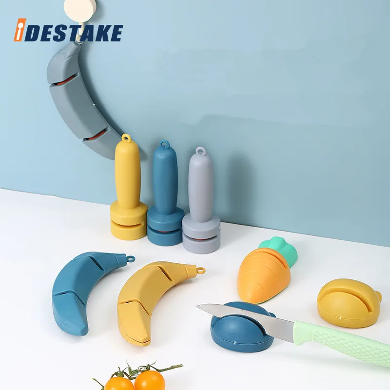 

Frog Knife Sharpener Grind Stone Small Cute Banana-shaped Manual Sharpening Stone Portable Fruit Carrot Sharpener Kitchen Tools