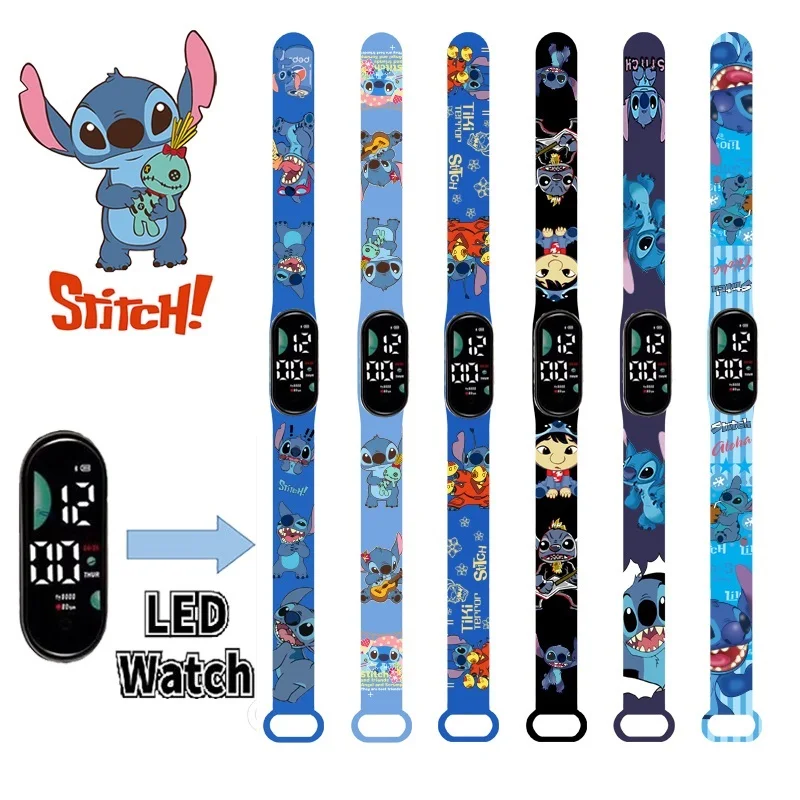 

Disney Stitch children's Watches Cartoon Anime Character Luminous Bracelet Watch LED Touch Waterproof Sports kids gifts watch