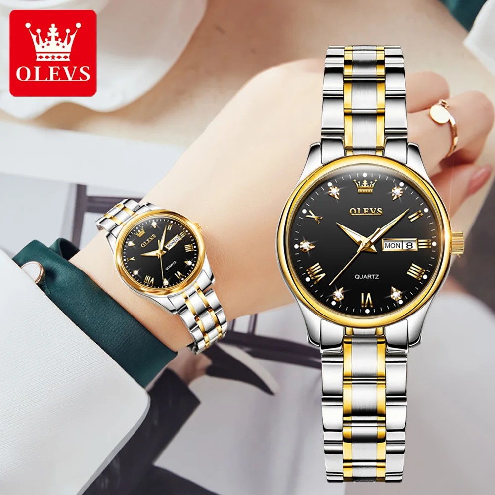 

OLEVS 5563 Brand Quartz Stainless Steel Strap Watches for Women Fashion Diamond-encrusted Trendy Waterproof Women watch Luminous