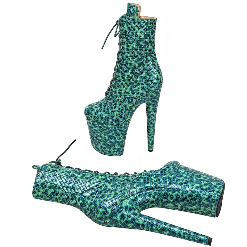 Leecabe 20CM/8Inch  Genuine Leather  Women's Platform disco party High Heels Pole Dance boot