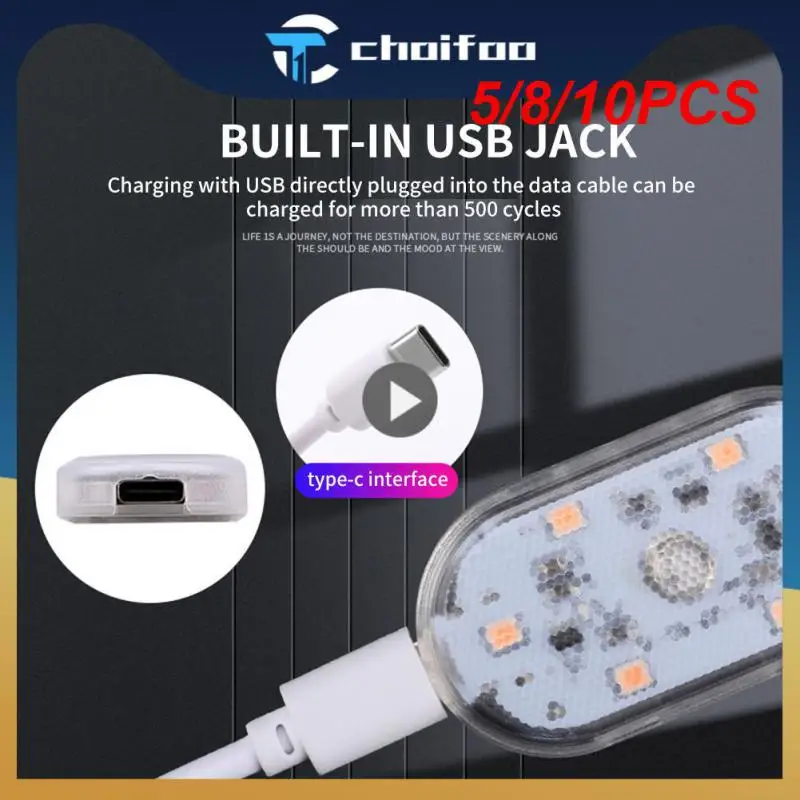 

5/8/10PCS 5v Portable Touch Light Mini Led Usb Led Night Light Universal Car Door Roof Light Car Accessories Decorative Lamp