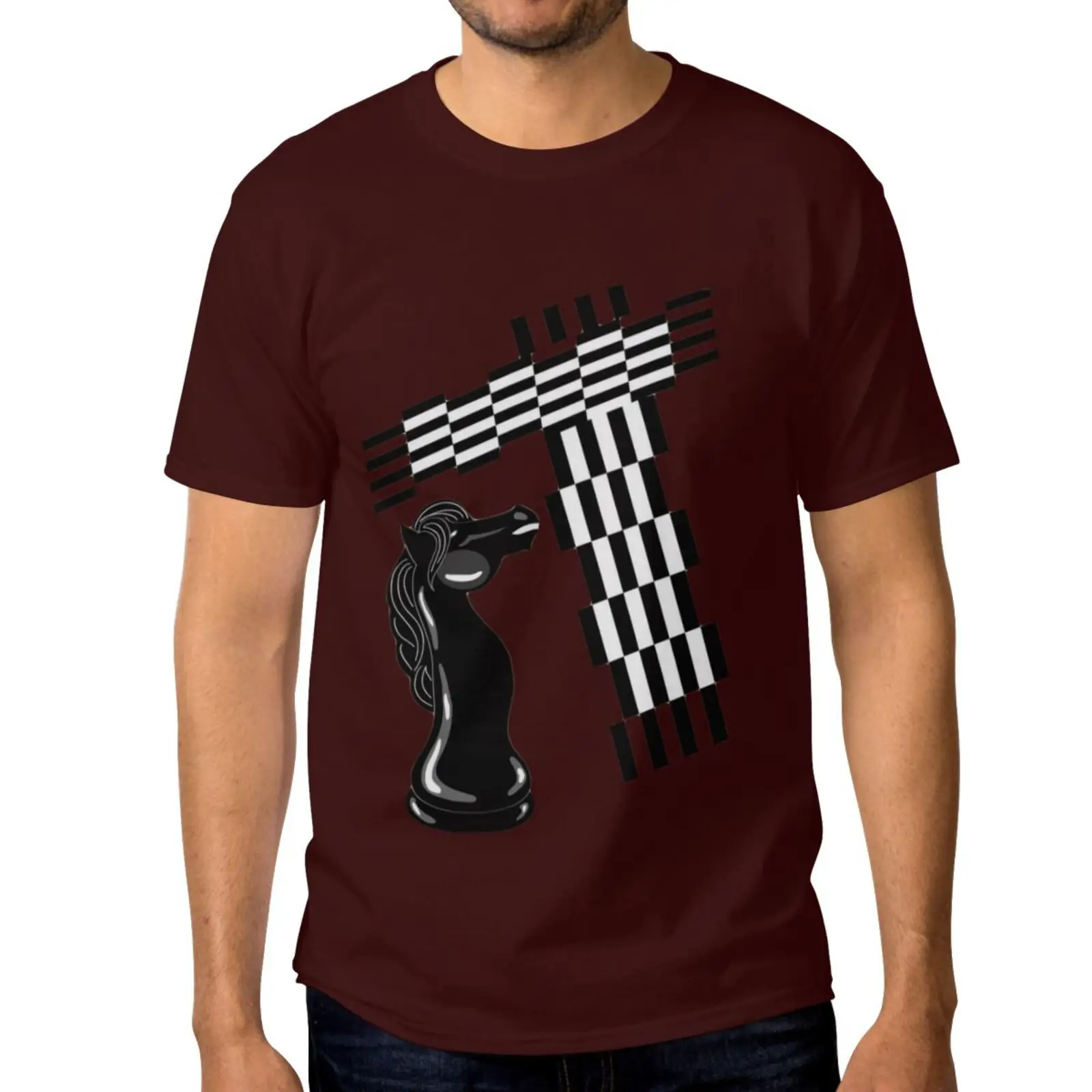 

Шахматная Летняя мужская футболка, модная повседневная мужская футболка в стиле хип-хоп, футболка из полиэстера с коротким рукавом и круглы...