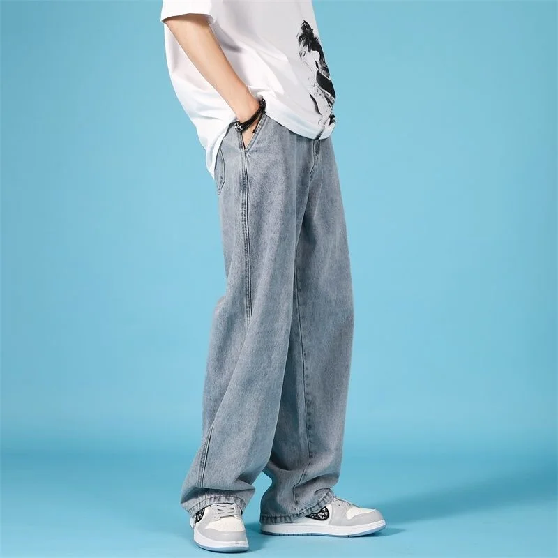 4 Colors Baggy Jeans Men Fashion Casual Wide Leg Jeans Men Streetwear Loose Hip Hop Straight Denim Pants Mens Trousers M-2XL