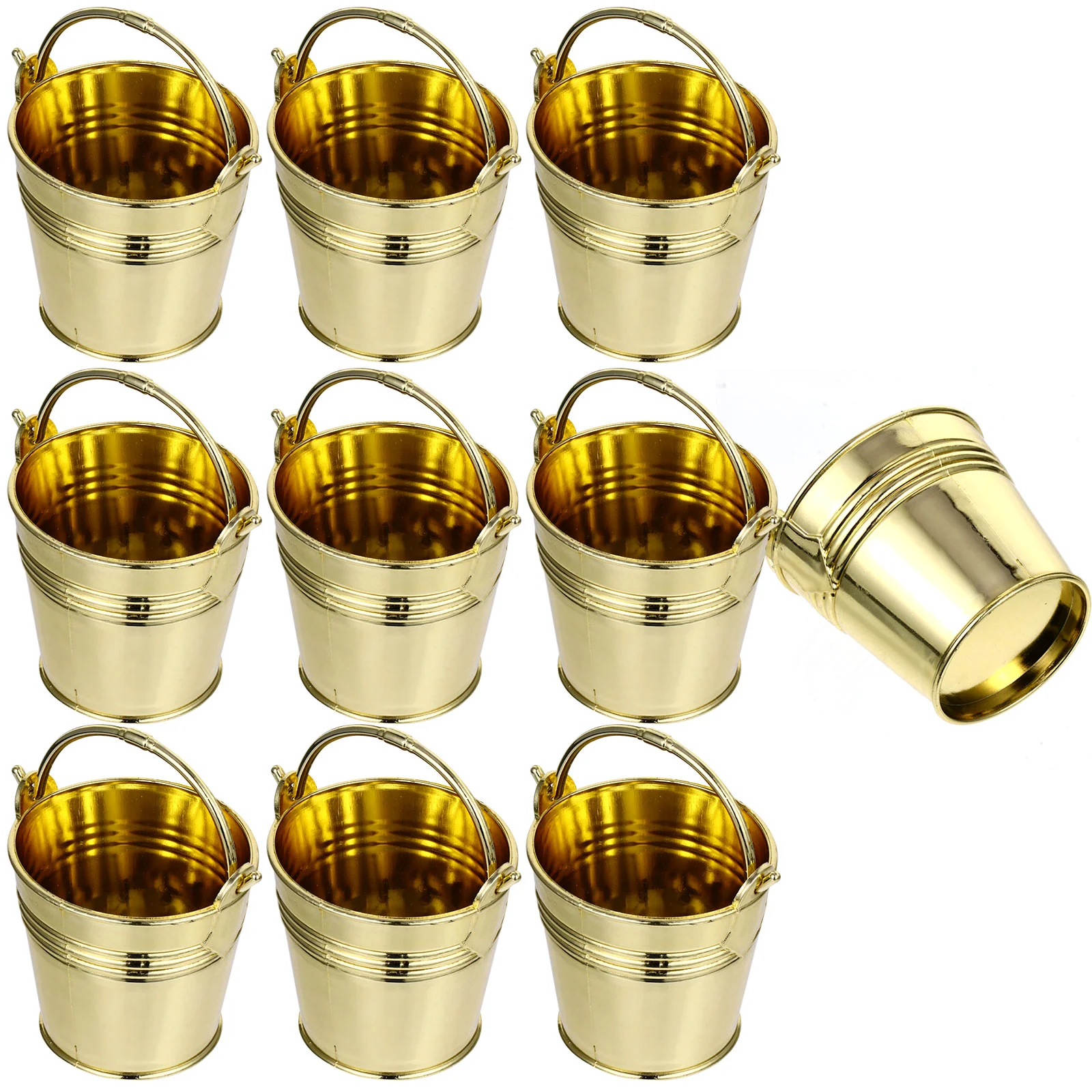 

10 Pcs Brush Bucket Plastic Food Containers Makeup Basket Candy Gifts Gold Pots Goody