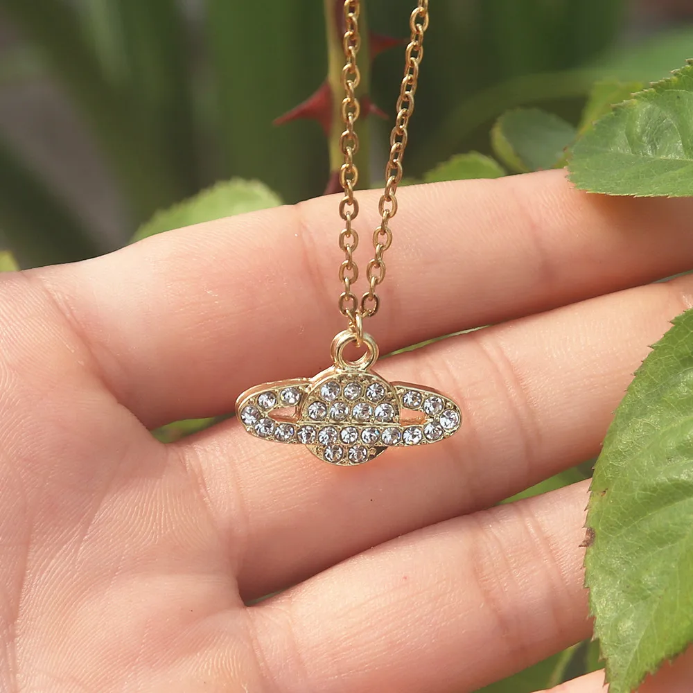 Ожерелье Saturn из нержавеющей стали женские минималистичные геометрические