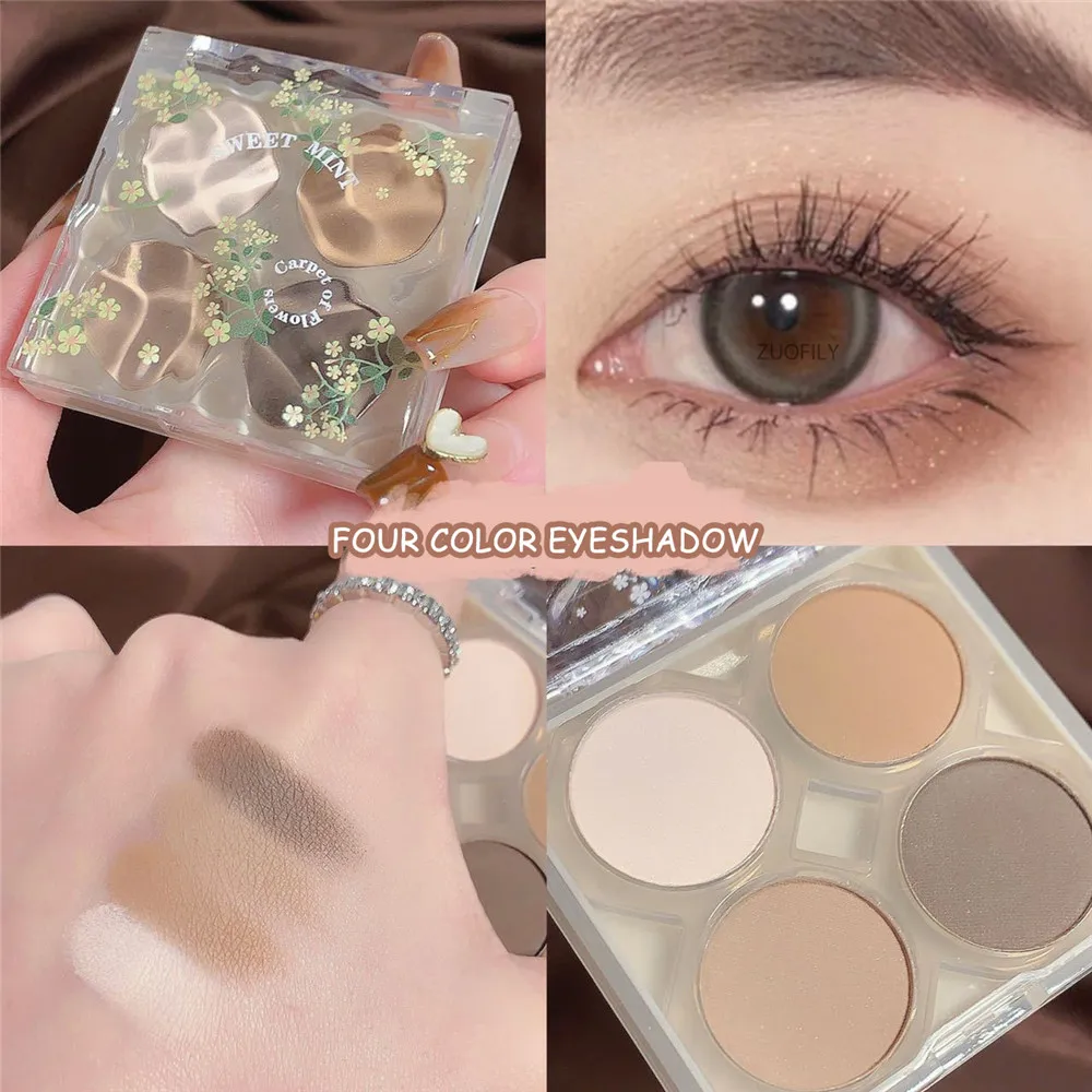 

Four-color Eyeshadow Palette Flower Eyeshadow Pearlescent Matte Earth Color Eye Shadow Waterproof Long-lasting Makeup Cosmetics