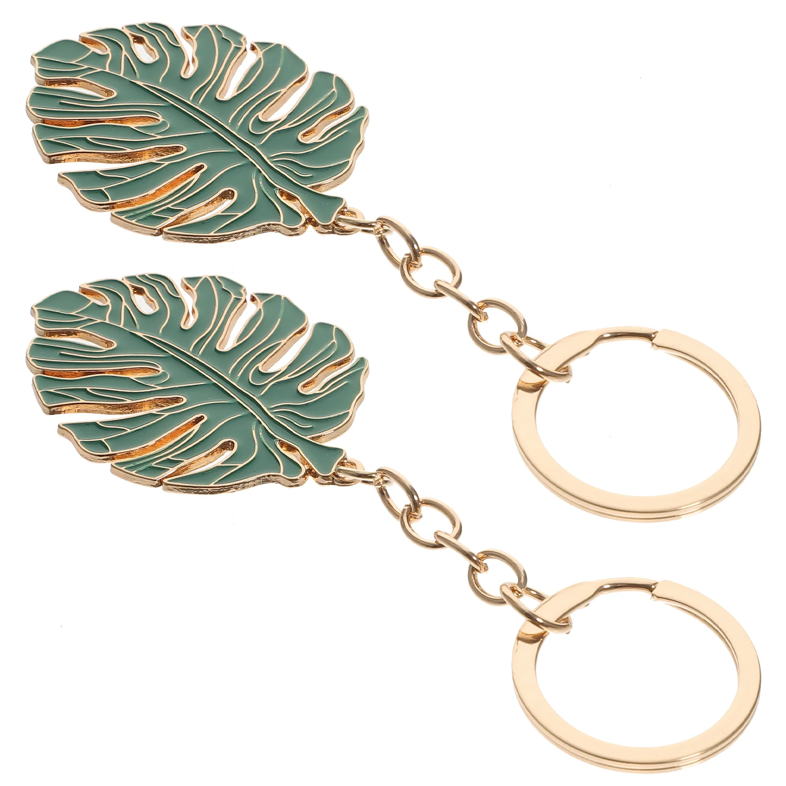 

2 Pcs Monstera Leaf Keychain Keychains Car Keys Car Key Pendant Suitcase Car Key Holder Ornament Alloy Hollow Leaf Keyring Miss