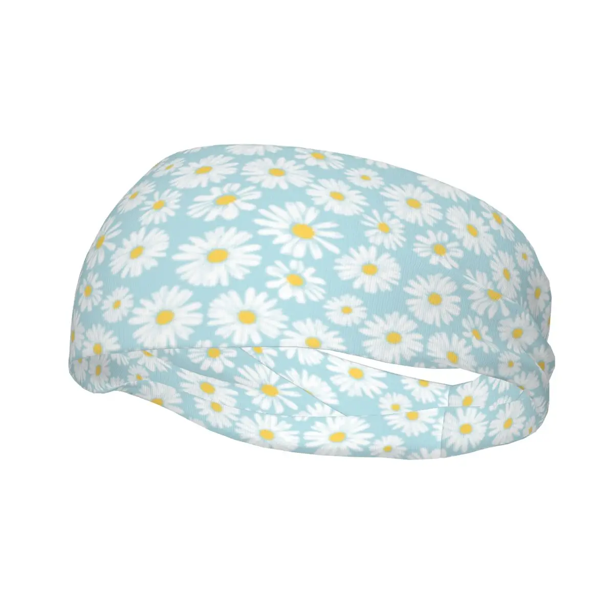 

Повязка на голову эластичная для мужчин и женщин, бандаж для волос с принтом маргариток, антискользящий, для тенниса, спортзала, фитнеса