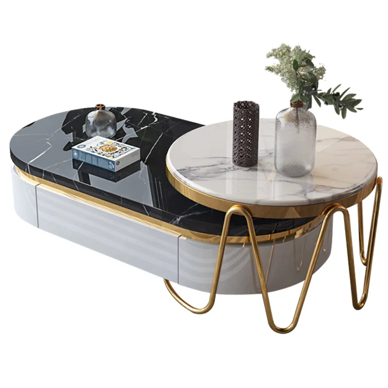 

Linlamlim Marble Table Basse with Stainless Steel Nordic Rectangle Coffee Tables Designer Coffee Table Tea Table Basse De Salon