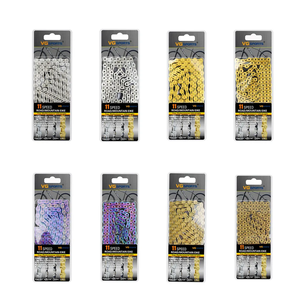 

Ultralight 116L VG Sports 8 9 10 11 Speed Bicycle Chain Silver Gold Half Hollow Bike Chain Mountain Road Bike Full Hollow Chains