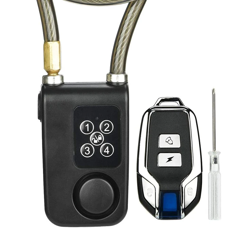 

Велосипедный замок с защитой от кражи, беспроводной пульт дистанционного управления, замок с сигнализацией, 4-значный пароль, Стандартная индикация IP55, водонепроницаемая сигнализация для велосипеда