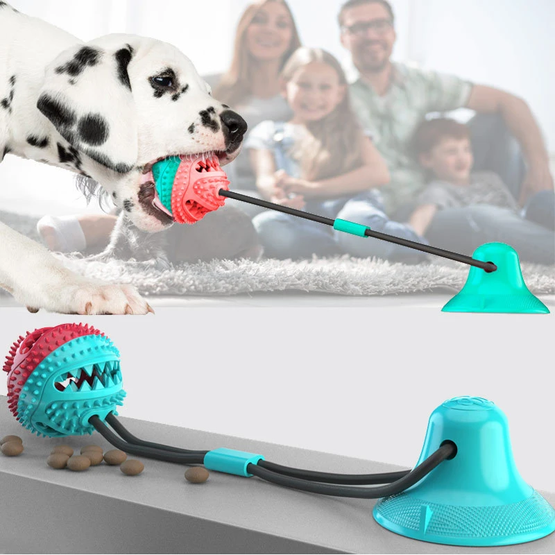 

Tooth Toy Pet Toy Dog Puppy Tug For Push Toothbrush Dogs Ball Silicon Suction Cup Pet Cleaning Chewing Dog Large Dog Biting Toys