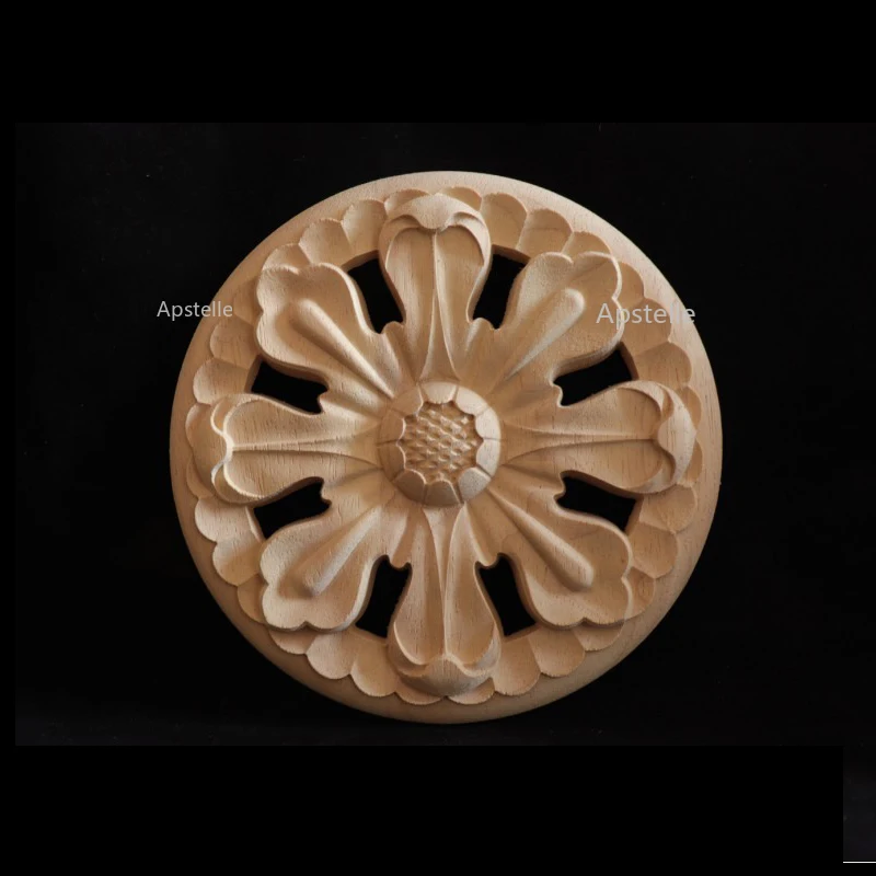 

Круглая наклейка из массива дерева, аксессуары для украшения мебели в европейском стиле, оптовая и розничная продажа, ажурный круг