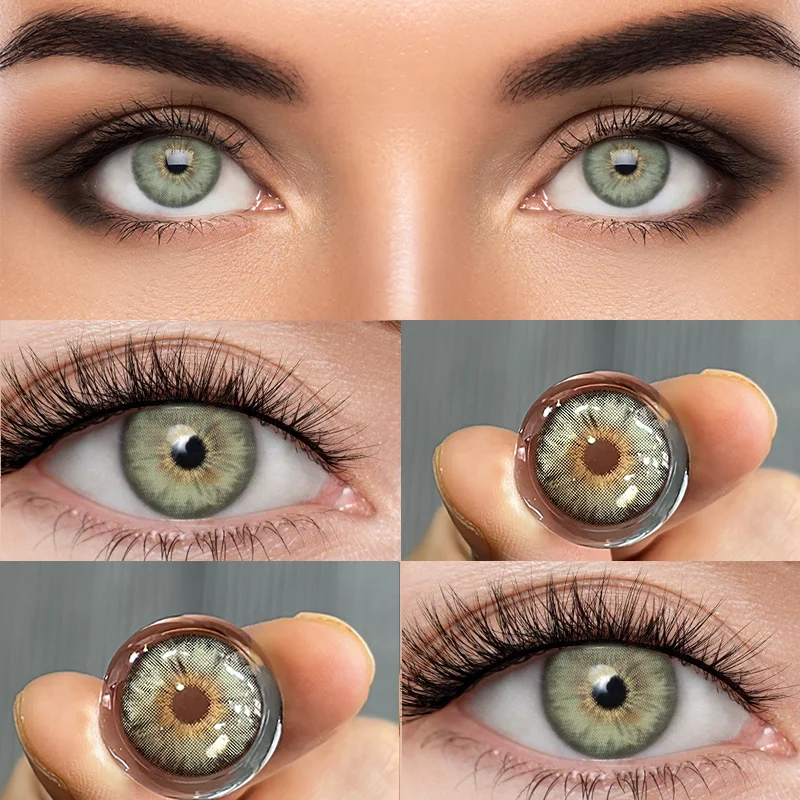 Контактные линзы Duoxiu 2 шт. зеленого цвета с диоптриями для близорукости-0 00 ~-8