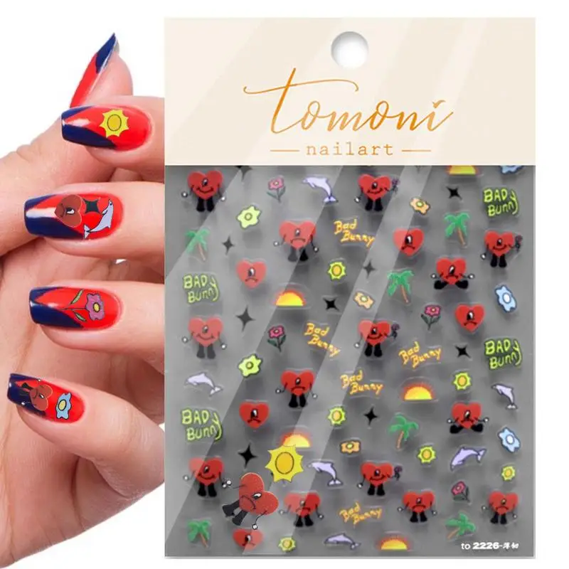 

Новые модные тонкие наклейки для ногтей «сделай сам» в японском стиле без следов сухие наклейки для ногтей «плохой счастливый кролик» клей...