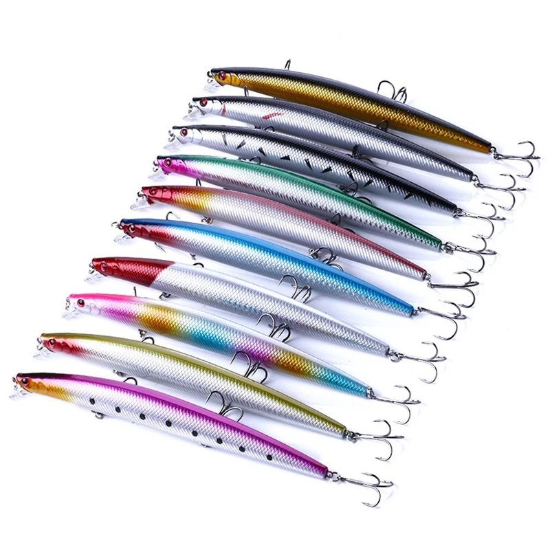 

10Pcs Mixed Color Fishing Lures Set 18Cm 246G Treble Hooks Lifelike Bait Bass Wobbler Crankbait