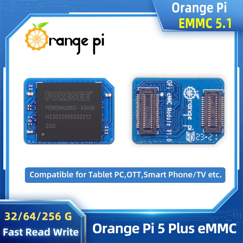 Модуль EMMC Orange Pi 5 Plus 32 ГБ/64 Гб/256 ГБ, NAND, быстрая скорость чтения и записи, совместим с Планшетными ПК, OTT, Smart Phone TV