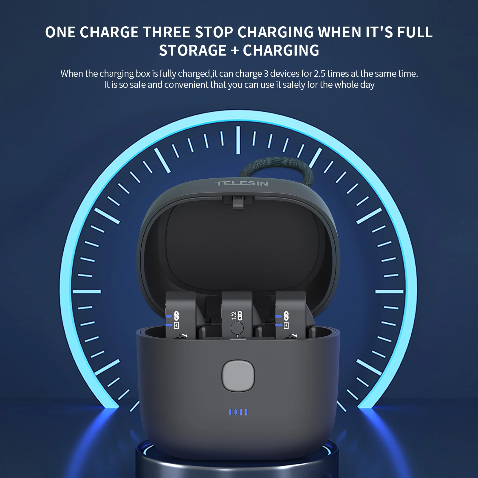 Charging Case TELESIN 4000mAh 18W Rode Wireless GO I II Wireless Lavalier Microphone One Charge 3-way Fast Charge Charger Box