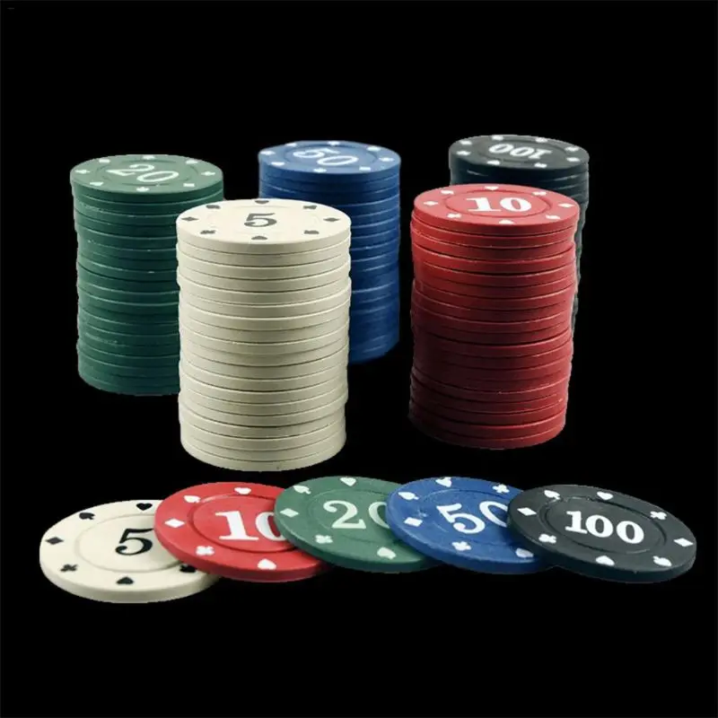 

100pcs Round Plastic Chips Casino Poker Card Game Baccarat Counting Accessories