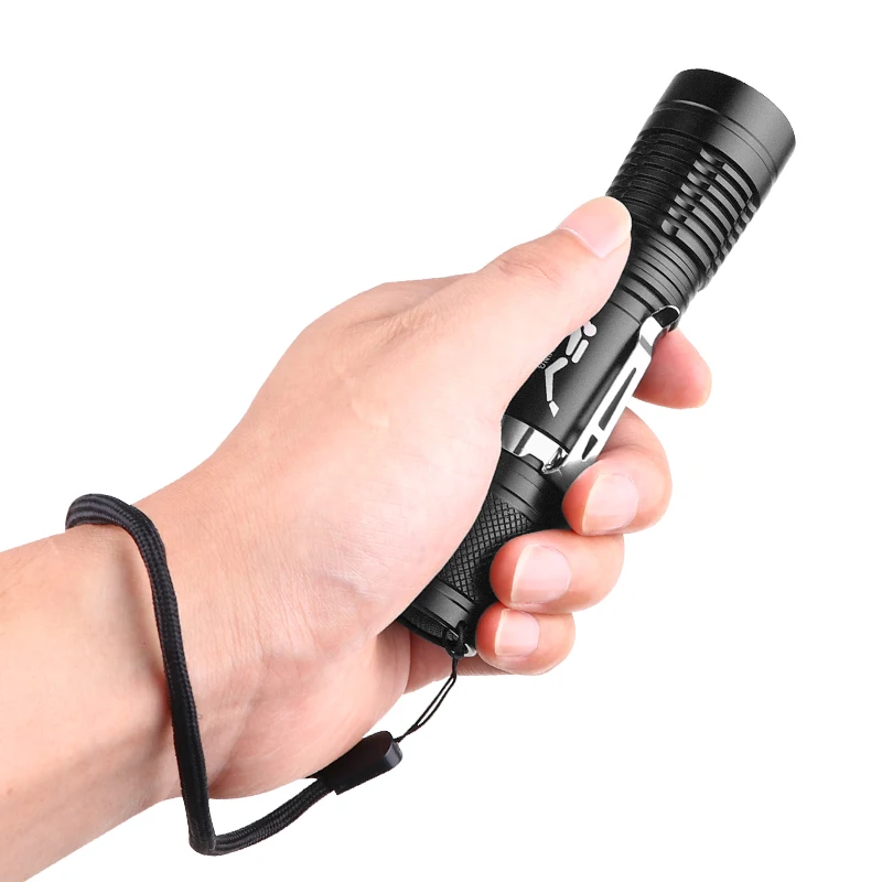 

P20 diving led flashlight fixed focus with pen clip diving with hand rope le torch