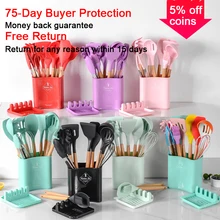 13PCS Spoon Silicone Utensils Kitchen Kit For Kitchen Gadget Sets Non Slip Wooden Handle Cooking Shoe Set Kitchenware Gadgets 13PCS Spoon Silicone Utensils Kitchen Kit For Kitchen Gadget Sets Non Slip Wooden Handle Cooking Shoe Set Kitchenware Gadgets