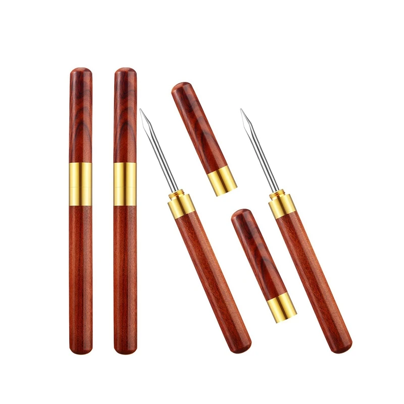 

New-4Pcs 6.1 Inch Stainless Steel Ice Pick Wooden Handle Ice Pick With Cover For Kitchen,Bars,Picnics,Camping And Restaurant