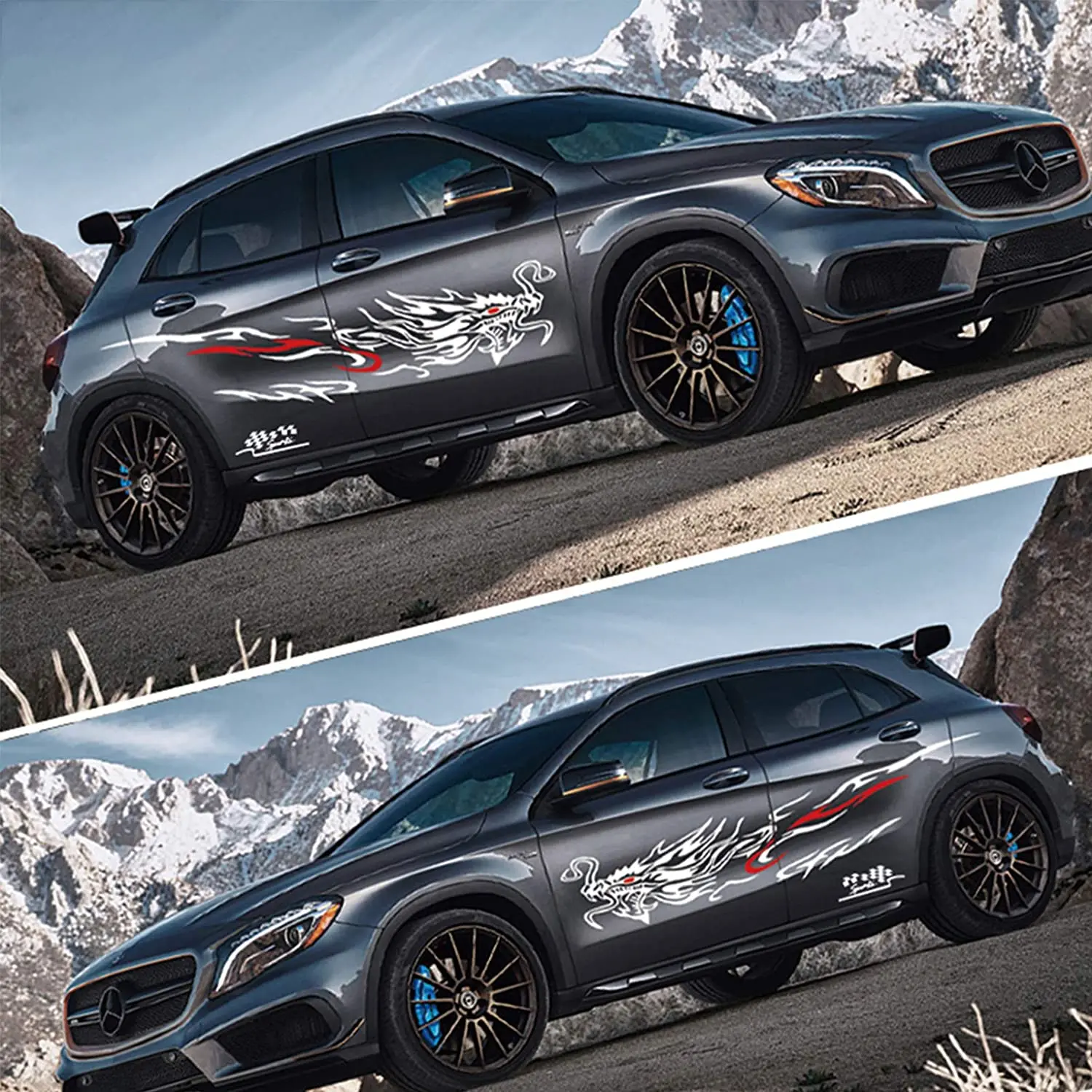 

Racing Decal Dragon Vinyl Car Side Sticker Full Set Door Body Windshield Hood Window Decal General Motors Sticker Car Decal