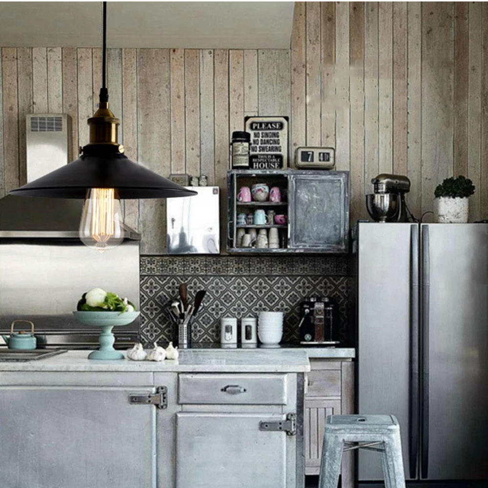 Подвесной ретро-светильник Mengjay E27 лампа Эдисона из черного металла затеняющий