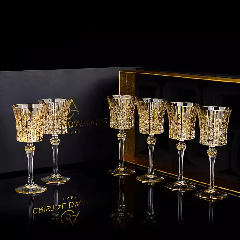 Роскошные Хрустальные стеклянные бокалы с золотистыми зеркальными линзами
