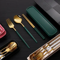 stainless steel portable tableware fork spoon chopsticks sets