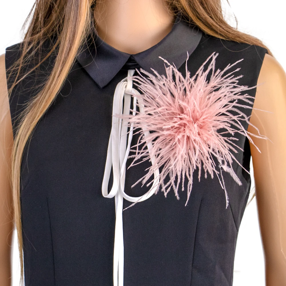 

Real Handmade Luxury Ostrich Feather Pin Jewelry Wedding Party Accessories Corsage Designer Brooch for Colored Crafts Wholesale