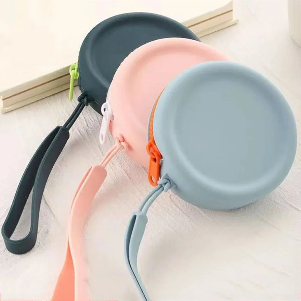 

Cute Round Silicone Coin Purse Mini Wallet Coin Bag Solid Color Women Girls Key Bag Mini Headset Bag Purse Pouch Kid Gift