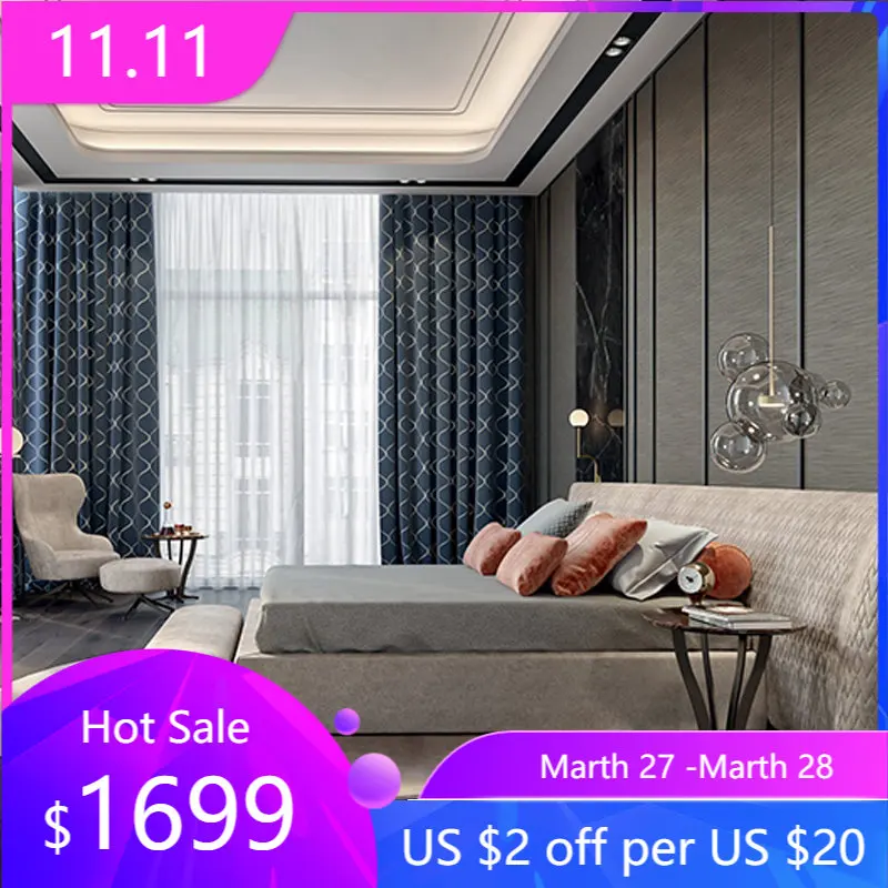 

Italian style light luxury double bed large apartment master bedroom leather art bed 1.8m villa large bed customization