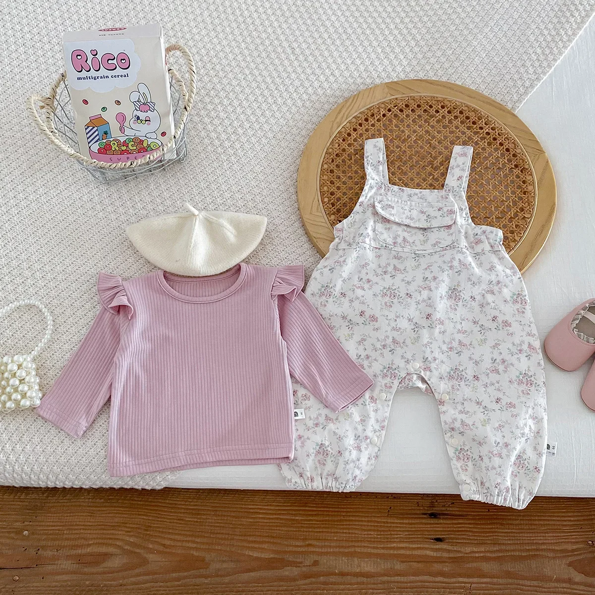 Детский комплект одежды новинка 2024 Стильный комбинезон для маленьких девочек