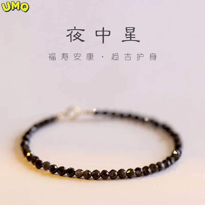 

Natural Obsidian Bracelet Female Beads Lovers in the Year of Life Safe Men's Crystal Small Design Buddha Rosary Health