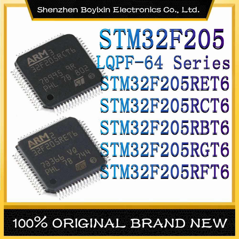 

STM32F205RET6 STM32F205RCT6 STM32F205RBT6 STM32F205RGT6 STM32F205RFT6 Package: LQFP-64 ARM Cortex-M0 120MHz Microcontroller (MCU/MPU/SOC) IC chip