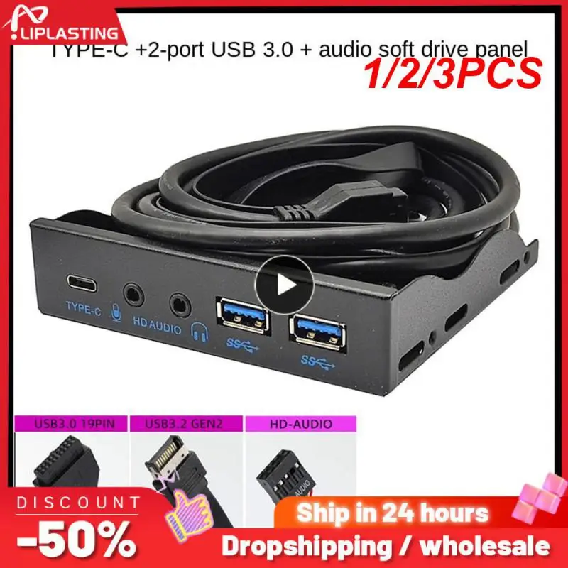 

1/2/3PCS Front Panel for PC USB3.2 Gen2 10Gbps Type C + 19Pin 2Port USB3.0 Hub + Audio 3.5mm Earphone MIC for 3.5" Floppy