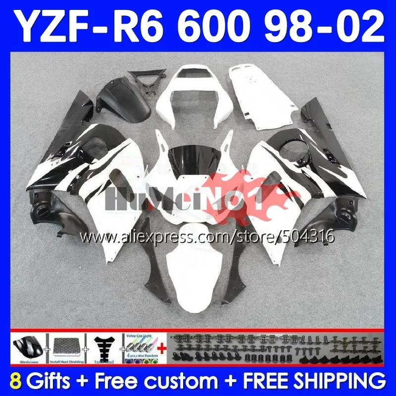 

Body For YAMAHA YZF-R6 YZF R6 R 6 600 YZF600 4No.62 YZFR6 white glossy 98 99 00 01 02 YZF-600 1998 1999 2000 2001 2002 Fairings