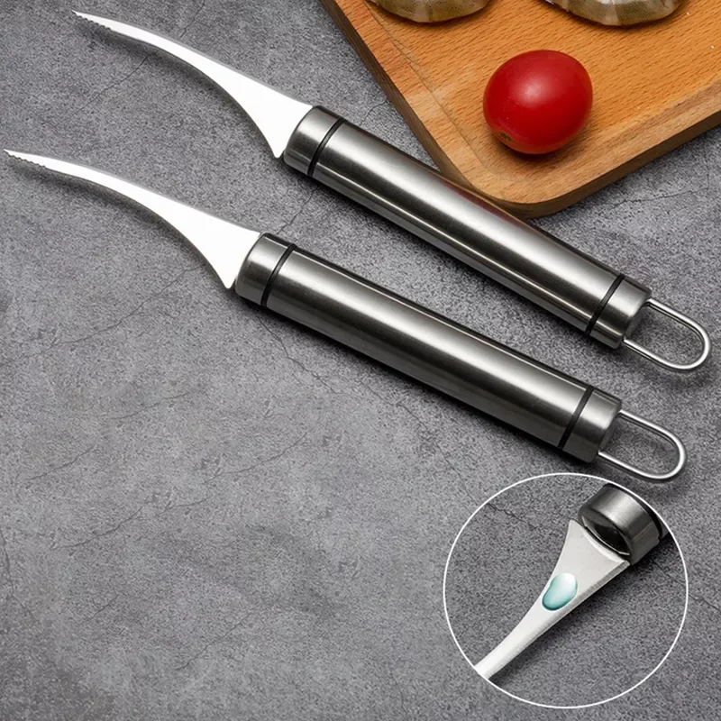 

Tools Stainless Steel Shrimp Stripper Shrimp Line Cutter Shrimps Lobster Line Shell Clean Knifes Kitchen Tool Accessorie