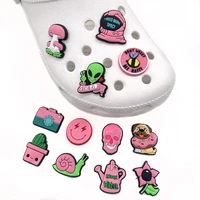 1pcs single sale pink cartoon pattern crocs charms shoe buckle diy novelty accessories decorations clogs kids party x mas gifts