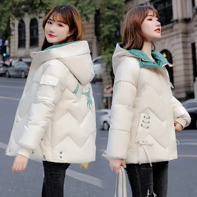 Down Cotton Coat Womens 2022 Autumn Winter New Korean Fashion Loose Casual Padded Jacket Women Large Size Short Thick Parkas
