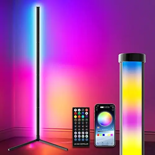 

Corner Floor Lamp for Living Room, 63.5" Adjustable RGB Color Changing Lamp with Remote and App Control, Dimmable LED Modern Nor