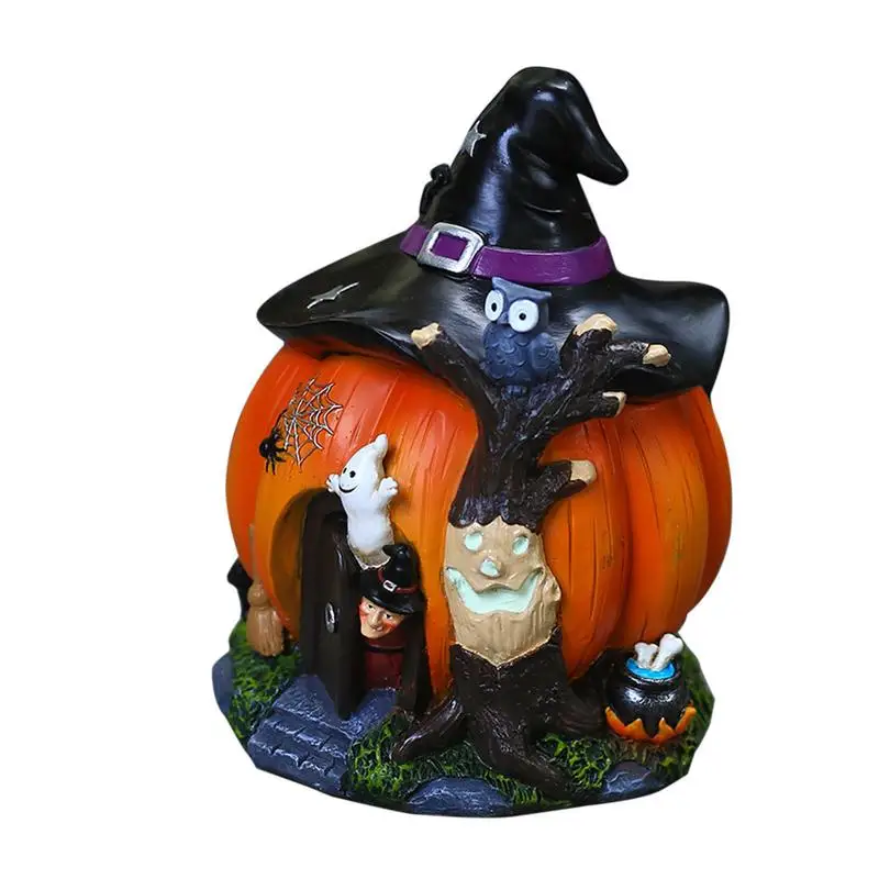 

Фигурка тыквы, декор на Хэллоуин, Джек О, фонари, статуя из смолы, тыква, дом, статуя с ведьмой, шляпа, светящийся