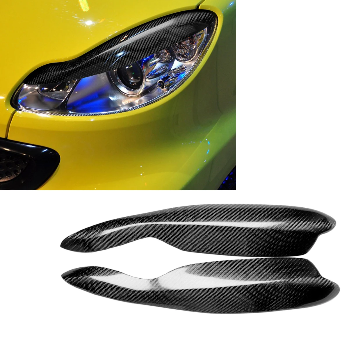 

Автомобильные фары из углеродного волокна 2 шт., наклейка для бровей, веки, отделка крышки для Smart Fortwo W451 2009-2013, автомобильные аксессуары