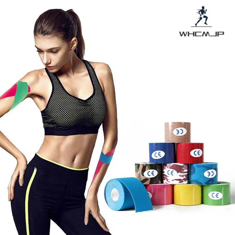 

5.5cm Waterproof Breathable Cotton Kinesiology Tape, Athletic Elastic Kneepad Muscle Pain Relief Knee Taping for Fitness Running