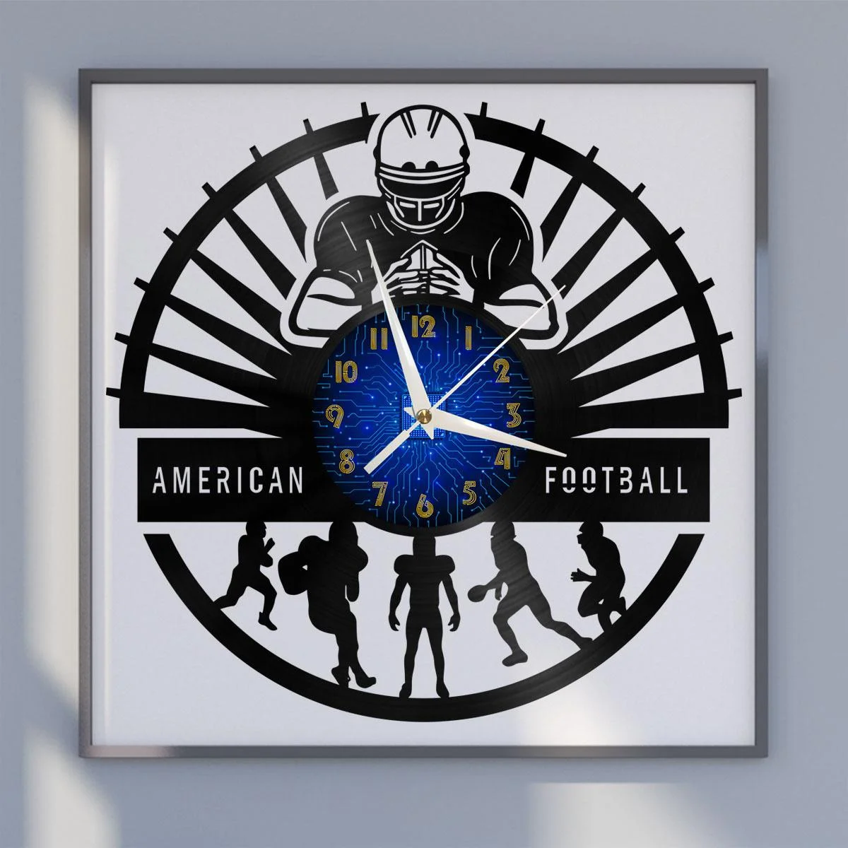 

American Football 2 Vinyl Wall Clock, Vinyl Record LED Clock Wall Art Black 12 Inch for Living Room Bedroom