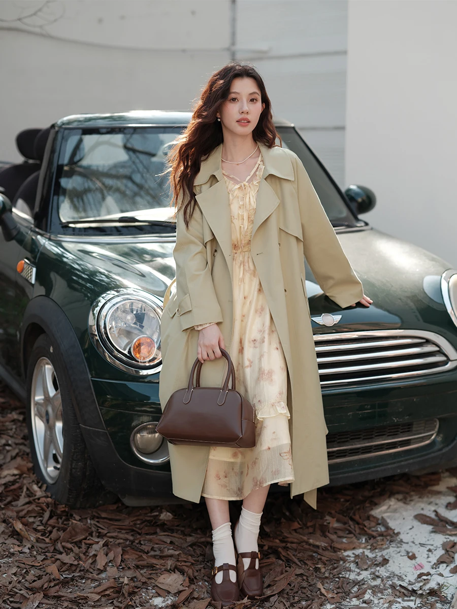 Mu Yi двубортный повседневный плащ женский осень 2024 новая маленькая ленивая