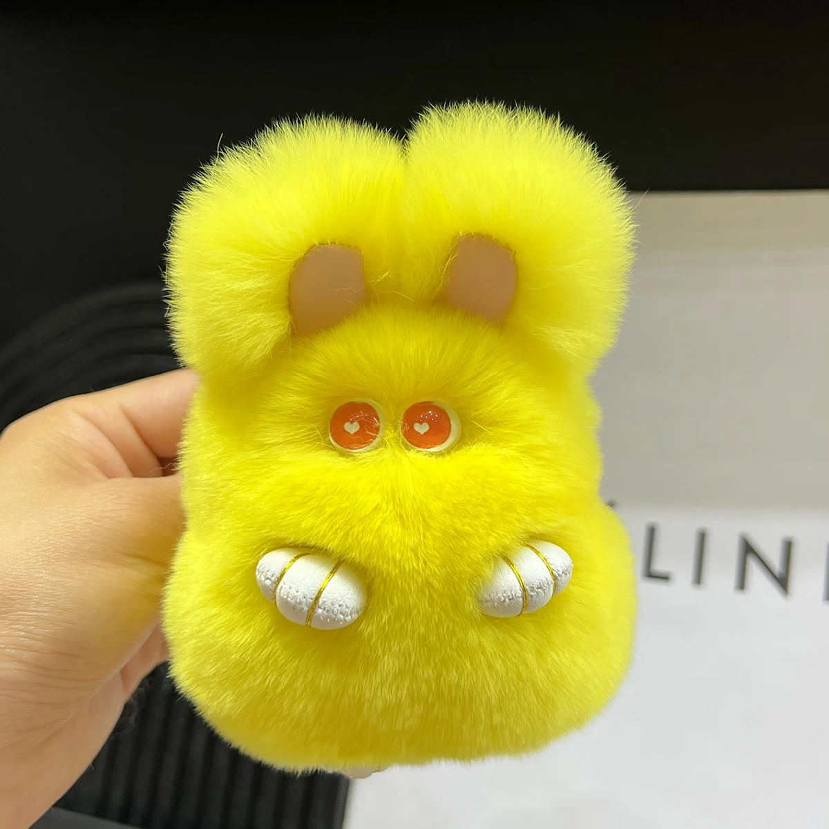 

Роскошный милый пушистый кроличий мех, металлический брелок «сделай сам» в виде куклы кролика, брелок для автомобильных ключей, аксессуары ...