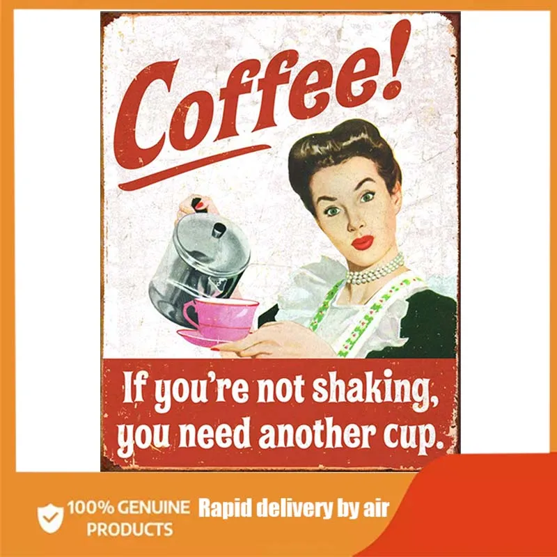 

Отчаянные предприятия ефемеры-кофе! Если вы не встряхиваетесь, вам нужен другой жестяной знак-ностальгическая винтажная металлическая сте...